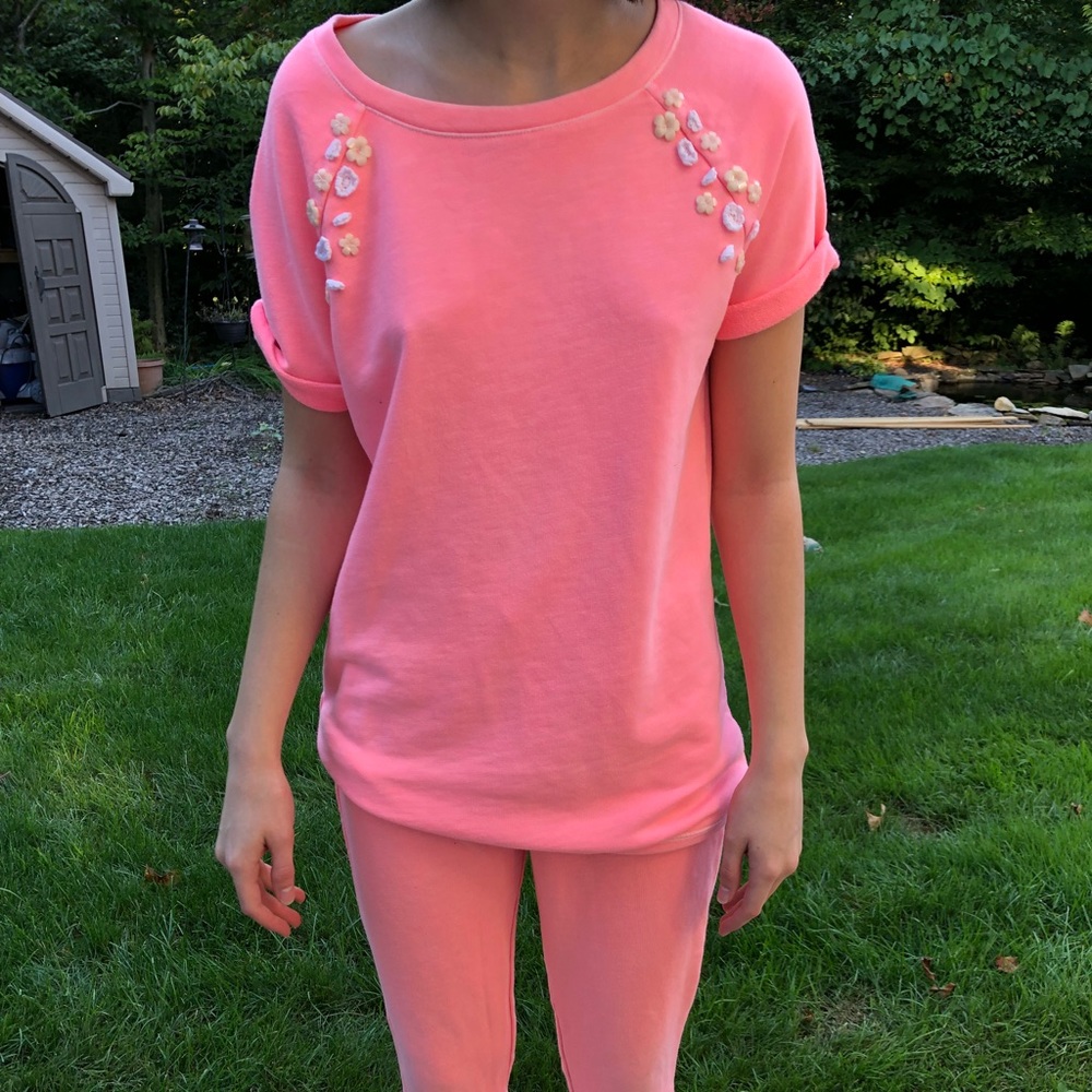 Neon pink/ orange sweat shirt & pant set (play)